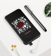 Kişiye Özel Aile Reisi Siyah 5000 mAh Hızlı Şarj Powerbank Kalem Seti