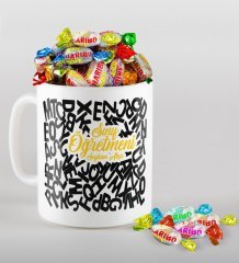 Kişiye Özel Sınıf Öğretmeni Kupa ve Haribo Şeker Hediye Seti-13