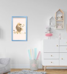 BK Home Sevimli Aslan Tasarımlı Dekoratif Mavi Ahşap Çerçeveli Çocuk Odası Tablo-2