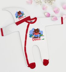 BK Kids Kişiye Özel Bebek Kıyafeti, Bebek Giyim Hediyesi, Tulum Zıbın ve Kukuletalı Şapka Seti-9