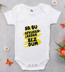 BK Kids Bezdum Tasarımlı Beyaz Bebek Body Zıbın-4