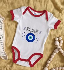 BK Kids Maşallah Tasarımlı Kırmızı Bebek Body Zıbın-1