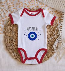 BK Kids Maşallah Tasarımlı Kırmızı Bebek Body Zıbın-1