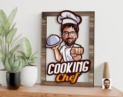 BK Gift Kişiye Özel Chef Karikatürlü 3D Ahşap Tablo, Sevgiliye Hediye, Arkadaşa Hediye, Yıl Dönümü Hediyesi, Doğum Günü Hediyesi-5