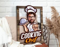 BK Gift Kişiye Özel Chef Karikatürlü 3D Ahşap Tablo, Sevgiliye Hediye, Arkadaşa Hediye, Yıl Dönümü Hediyesi, Doğum Günü Hediyesi-5