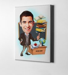 Kişiye Özel Bay Öğretmen Karikatür Kanvas Tablo (50 x 70 cm.) 2