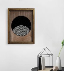 BK Home Modern Art Tasarımlı Doğal Masif Ahşap Çerçeveli Tablo 45x65cm-1
