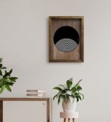 BK Home Modern Art Tasarımlı Doğal Masif Ahşap Çerçeveli Tablo 45x65cm-1