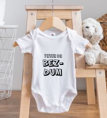 BK Kids Bezdum Tasarımlı Beyaz Bebek Body Zıbın-3