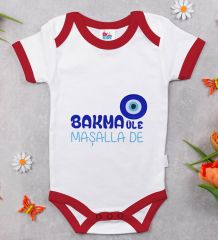 BK Kids Maşallah De Tasarımlı Kırmızı Bebek Body Zıbın-1