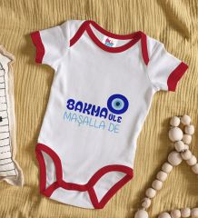 BK Kids Maşallah De Tasarımlı Kırmızı Bebek Body Zıbın-1