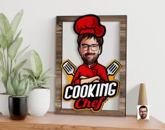 BK Gift Kişiye Özel Chef Karikatürlü 3D Ahşap Tablo, Sevgiliye Hediye, Arkadaşa Hediye, Yıl Dönümü Hediyesi, Doğum Günü Hediyesi-3