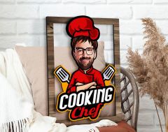 BK Gift Kişiye Özel Chef Karikatürlü 3D Ahşap Tablo, Sevgiliye Hediye, Arkadaşa Hediye, Yıl Dönümü Hediyesi, Doğum Günü Hediyesi-3