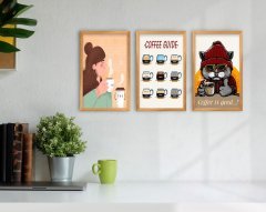 BK Home Coffee Tasarımlı Dekoratif 3’lü Retro Ahşap Tablo-10