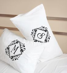 BK Gift Kişiye Özel Baş Harfli Pamuklu 2’li Yastık Kılıfı Seti-3 50x70cm , Sevgiliye Hediye, Ev Hediyesi, Tasarım Ev Tekstili