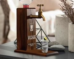 BK Gift Kişiye Özel Kabartma İsimli Musluklu Ceviz Ahşap Vodka Standı, Vodka Çeşmesi, Doğum Günü Hediyesi, Ev Hediyesi, İçecek Dispenseri-4