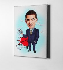 Kişiye Özel Bay Muhasebeci Karikatür Kanvas Tablo (50 x 70 cm.) 1