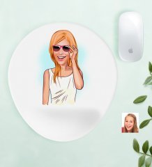 Kişiye Özel Bayan Karikatürlü Bilek Destekli Mouse Pad-18