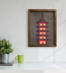 BK Home Minka Evi Tasarımlı Doğal Masif Ahşap Çerçeveli Tablo 45x65cm-1