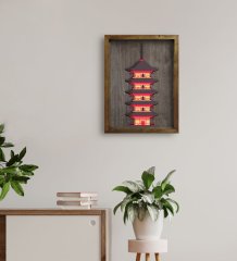 BK Home Minka Evi Tasarımlı Doğal Masif Ahşap Çerçeveli Tablo 45x65cm-1