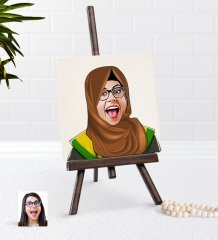 Kişiye Özel Tesettürlü Bayan Öğretmen Karikatürlü Şovaleli Doğal Taş-3