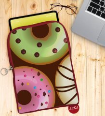BK Gift Donut Tasarımlı Taşınabilir Koruyucu Tablet Kılıfı & Organizer Çanta - Kırmızı-1