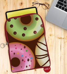 BK Gift Donut Tasarımlı Taşınabilir Koruyucu Tablet Kılıfı & Organizer Çanta - Kırmızı-1