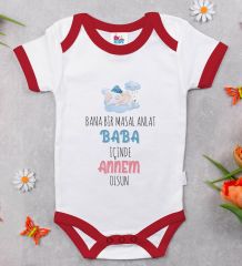 BK Kids Masal Anlat Baba Tasarımlı Kırmızı Bebek Body Zıbın-1