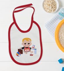 BK Kids Little Boss Tasarımlı Kırmızı Bebek Mama Önlüğü-1