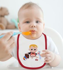 BK Kids Little Boss Tasarımlı Kırmızı Bebek Mama Önlüğü-1
