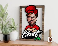 BK Gift Kişiye Özel Chef Karikatürlü 3D Ahşap Tablo, Sevgiliye Hediye, Arkadaşa Hediye, Yıl Dönümü Hediyesi, Doğum Günü Hediyesi-2