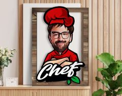 BK Gift Kişiye Özel Chef Karikatürlü 3D Ahşap Tablo, Sevgiliye Hediye, Arkadaşa Hediye, Yıl Dönümü Hediyesi, Doğum Günü Hediyesi-2