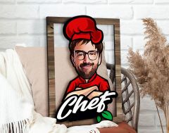 BK Gift Kişiye Özel Chef Karikatürlü 3D Ahşap Tablo, Sevgiliye Hediye, Arkadaşa Hediye, Yıl Dönümü Hediyesi, Doğum Günü Hediyesi-2