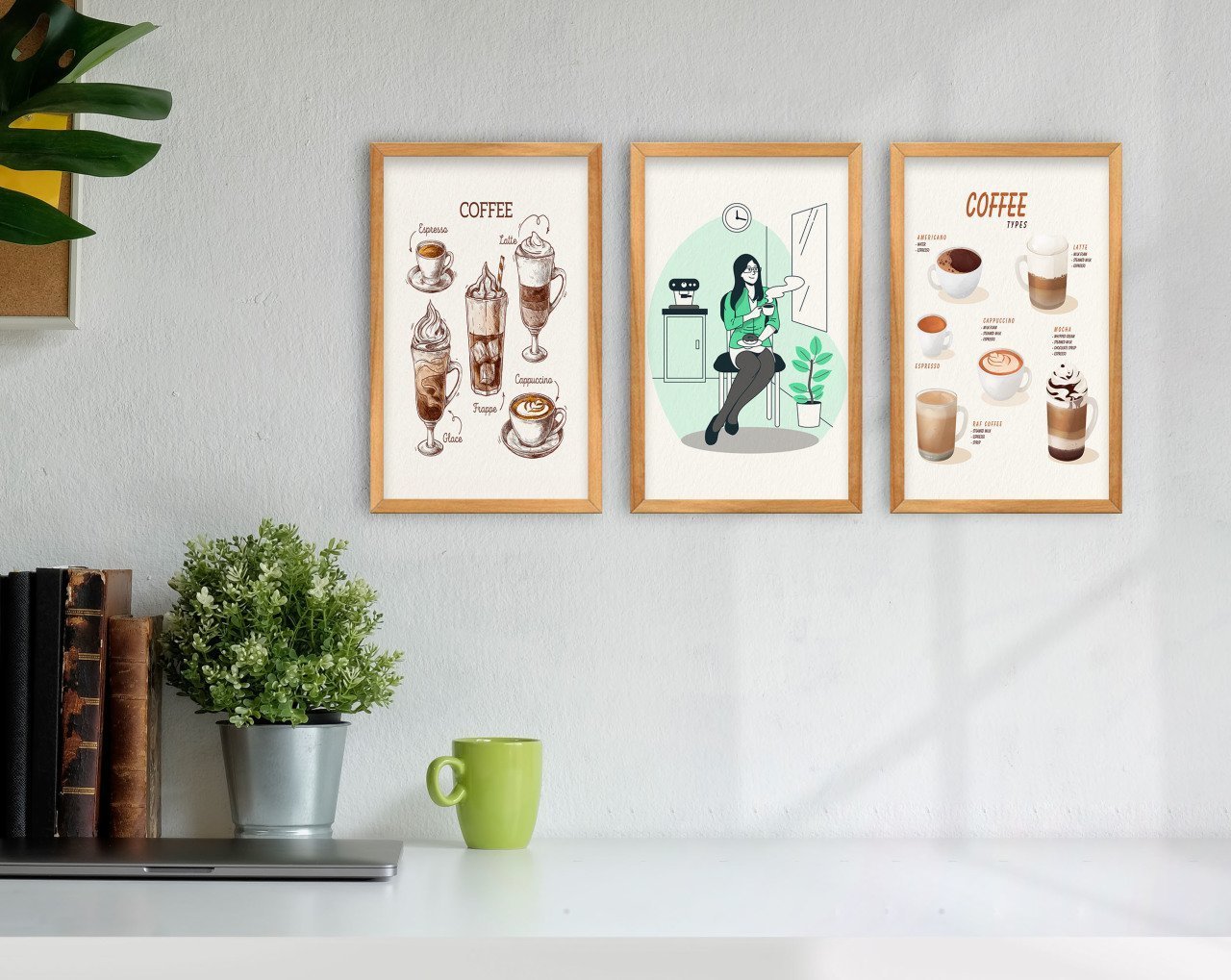 BK Home Coffee Tasarımlı Dekoratif 3’lü Retro Ahşap Tablo-9