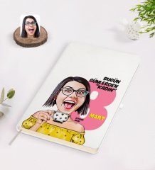 Kişiye Özel Kadınlar Günü Karikatürlü Beyaz Defter-3