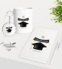 Kişiye Özel Öğretim Üyesi Kupa Anahtarlık Beyaz Defter Kalem Hediye Seti-1