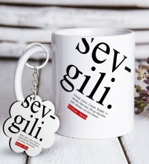 Kişiye Özel Sevgili Anlamı Beyaz Kupa ve Anahtarlık Hediye Seti