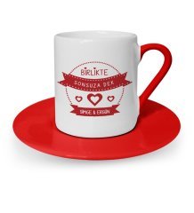 Kişiye Özel Sevgililer Günü Temalı Kırmızı Türk Kahvesi Fincanı - 59
