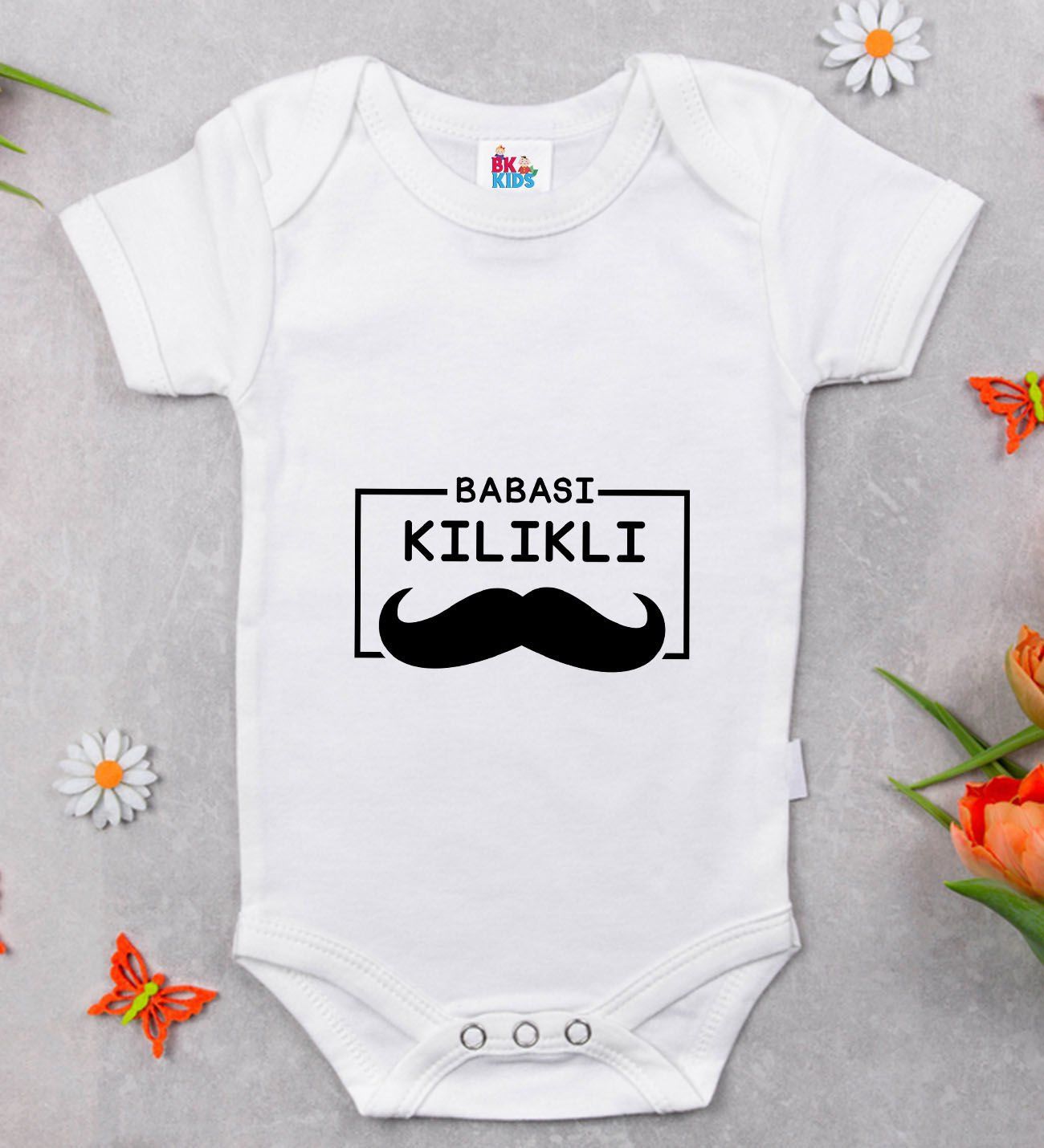 BK Kids Babası Kılıklı Tasarımlı Beyaz Bebek Body Zıbın-1