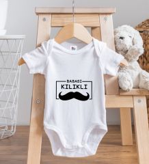 BK Kids Babası Kılıklı Tasarımlı Beyaz Bebek Body Zıbın-1