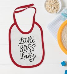 BK Kids Little Boss Lady Tasarımlı Kırmızı Bebek Mama Önlüğü-1