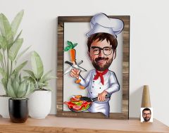 BK Gift Kişiye Özel Chef Karikatürlü 3D Ahşap Tablo, Sevgiliye Hediye, Arkadaşa Hediye, Yıl Dönümü Hediyesi, Doğum Günü Hediyesi-1