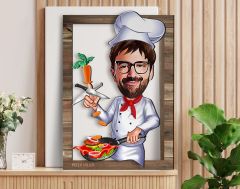 BK Gift Kişiye Özel Chef Karikatürlü 3D Ahşap Tablo, Sevgiliye Hediye, Arkadaşa Hediye, Yıl Dönümü Hediyesi, Doğum Günü Hediyesi-1