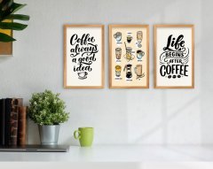BK Home Coffee Tasarımlı Dekoratif 3’lü Retro Ahşap Tablo-8