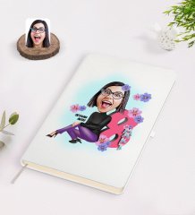 Kişiye Özel Kadınlar Günü Karikatürlü Beyaz Defter-2