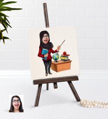 Kişiye Özel Bayan Öğretmen Karikatürlü Şovaleli Doğal Taş-7