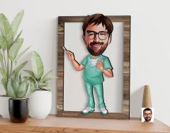 BK Gift Kişiye Özel Cerrah Karikatürlü 3D Ahşap Tablo, Sevgiliye Hediye, Arkadaşa Hediye, Yıl Dönümü Hediyesi, Doğum Günü Hediyesi-1
