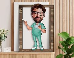 BK Gift Kişiye Özel Cerrah Karikatürlü 3D Ahşap Tablo, Sevgiliye Hediye, Arkadaşa Hediye, Yıl Dönümü Hediyesi, Doğum Günü Hediyesi-1