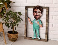 BK Gift Kişiye Özel Cerrah Karikatürlü 3D Ahşap Tablo, Sevgiliye Hediye, Arkadaşa Hediye, Yıl Dönümü Hediyesi, Doğum Günü Hediyesi-1