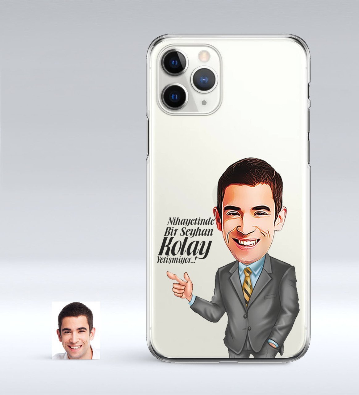 Kişiye Özel Erkek Kolay Yetişmiyor Karikatürlü iPhone 11 Pro İnce Şeffaf Silikon Telefon Kapağı-2